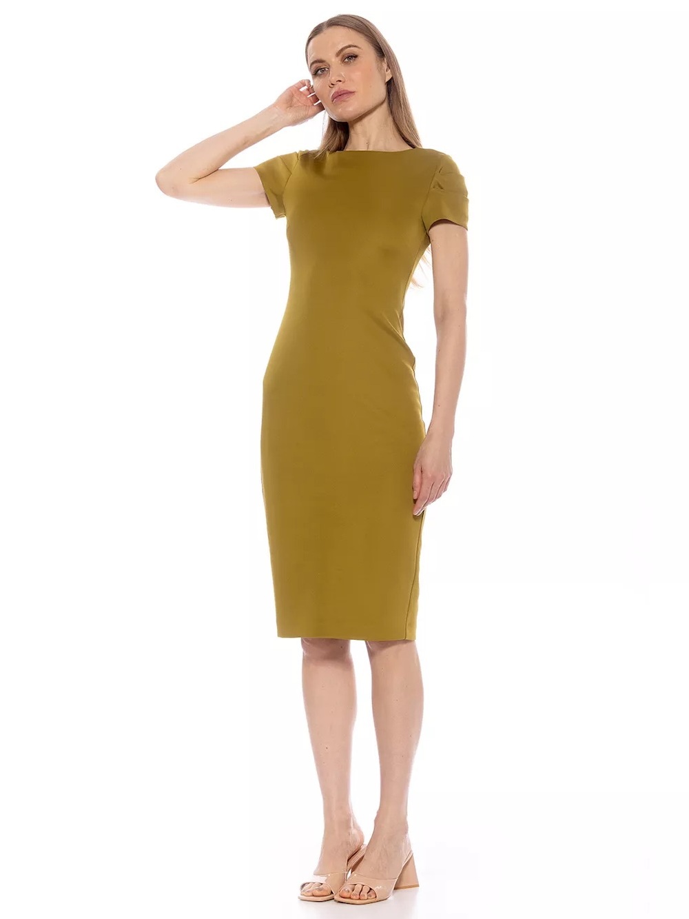 Women's ALEXIA ADMOR Crysta Draped-Sleeve Midi Sheath Dress